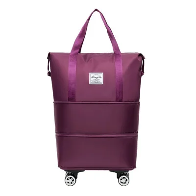 Expandable Travel Bag 3-Layer Extension Rolling 360 Degree Detachable Wheels Oxford Fabric Luggage Bag for 3-7 Days Trip - 290 / Dark Purple