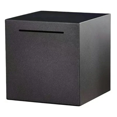 Кубическая копилка из нержавеющей стали 12x12 см, коробка для накопления денег, черная
