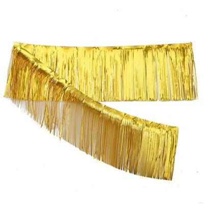Guirlande métallique brillante 200x30 cm, rideau en feuille miroir doré, décoration suspendue pour fête d'anniversaire