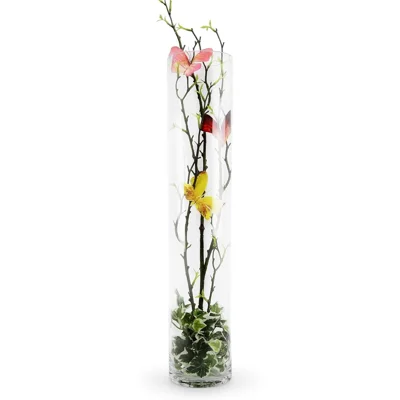 50x10cm Glass Vase Wide Mouth Tall Cylinder Water Plants Flowers Floor Vase for Home Decor