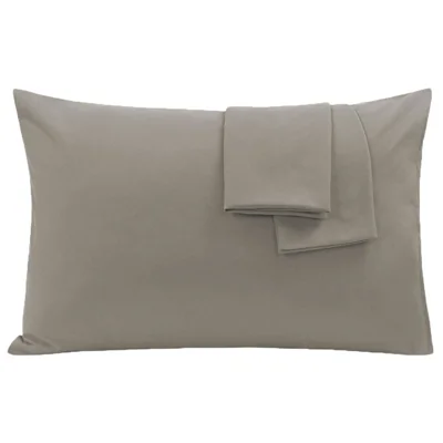 2 Unidades de Fronhas de Microfibra Escovada 51x76 cm com Fecho Envelope, Capa de Almofada Transpirável para Quarto e Hotel - Cinza Claro