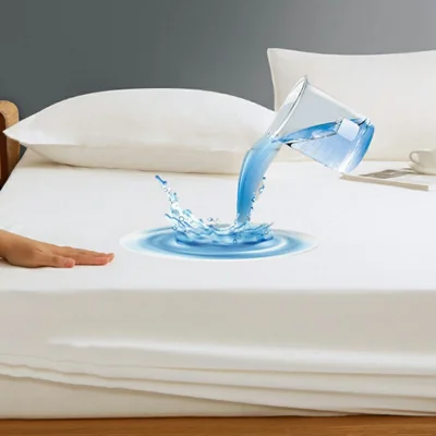 198x203cm Housse de Protection Imperméable pour Matelas, Housses de Couette Ajustée en Coton Lavé avec Couverture Totale à 360° - Blanc
