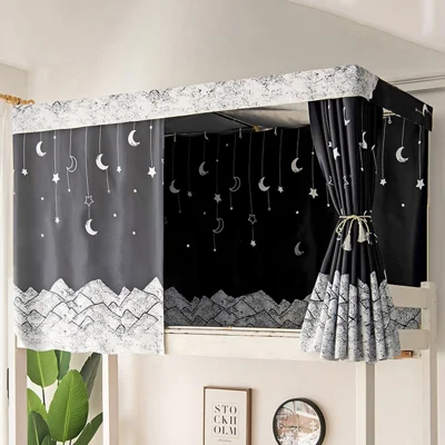 1.15x2m Blackout Bed Curtain Privacy Dorm Room Canopy Light Blocking Student Dormitory Rental Apartment Bed Tent for Upper Lower Bunk Bed