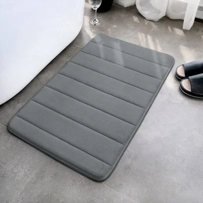 50x80 cm Fleece-Badematte aus Koralle, rutschfeste, saugfähige, dicke Bad-Bodenmatte für Dusche – Dunkelgrau