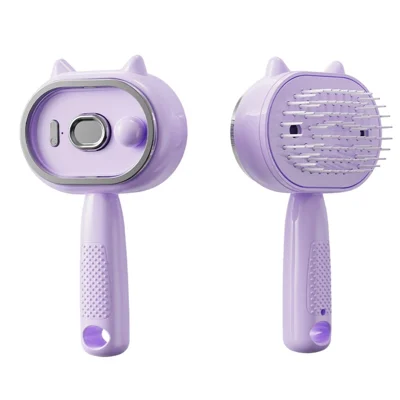Anti-Tangle Electric Spray Hair Massage Comb Red Light Hair Care Essential Oil Mist for Daily Care - Purple