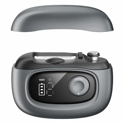 S9 Digital Display USB-C Electric Nail Clipper 4 Cutting Heads with LED Light Magnifying Glass - Dark Grey