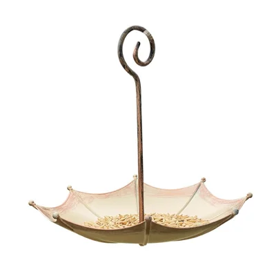 Gamelles à Oiseaux Rétro en Forme de Parapluie en Fer Suspendu pour Jardin Extérieur - Coloris Cuivré