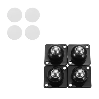 4 st 30x30 mm självhäftande roterande hjul 20 kg last 360° rotation klistrade hjul för möbler - Svart