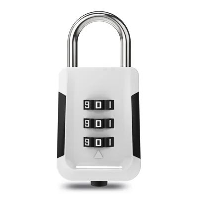 03HP Cadenas en alliage de zinc à combinaison 3 chiffres avec ouverture automatique d'une touche sans clé pour bagages sac à dos - Blanc + Noir