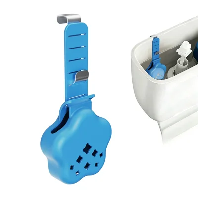 Verstellbarer hängender Halter für WC-Reinigungstabletten aus Silikon mit Edelstahlhaken, Sternform - Blau