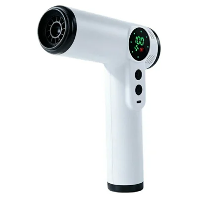 Sèche-cheveux rechargeable sans fil 200 W chaud / froid 4 vitesses avec affichage numérique LED pour voyages - Blanc