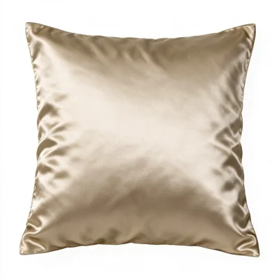 Fronha de Satin 50x50cm Cor Sólida com Fecho Envelope Tipo Seda para Quarto - Dourado Champân