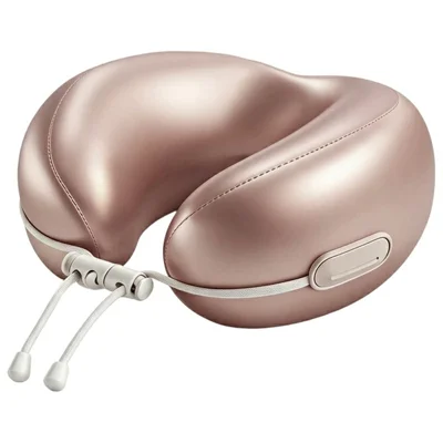 Almofada Cervical em Espuma com Memória em Forma de U, Capa de Seda de Gelo, Suporte Cervical para Viagem, para Voo e Sesta no Escritório - Rosa Claro