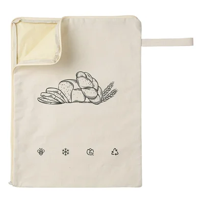43x32cm L-Shaped Zipper Bread Bag Beeswax Lining Freshness Preserving Food Storage Bag (FDA Certified) - Beige