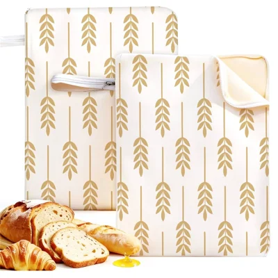43x33cm Reusable Beeswax Lining Food Storage Bag L-Shaped Zipper Bread Bag with Handle (FDA Certified) - Style A