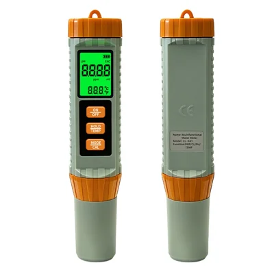 Tester per Qualità dell'Acqua CL-X41 4 in 1, Misuratore Portatile di Cloro Residuo, pH, ORP, Temperatura con Display LCD Retroilluminato per Acqua Potabile, Piscina, Acquario