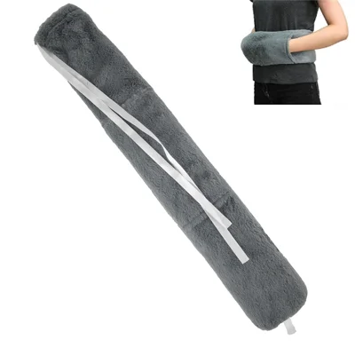 2L 72cm Hot Water Bottle Plush Cover Explosion-proof Kangaroo Pocket Heating Pad for Waist Care Hand Warming - Dark Grey / White Strap