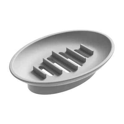 Silicone Soap Dish Non-Slip Easy Clean Drainage Soap Holder for Bathroom Kitchen - Grey