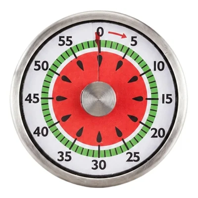 Mechanical Timer Magnetic Base 60 Min Countdown Watermelon Pattern Dial Kitchen Alarm Timer for Baking Study - Watermelon