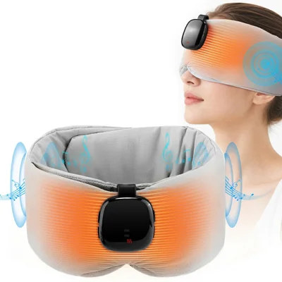 Bluetooth-kompatibler Musikhör-Schlaf-Augenmaske 50 Grad Celsius Warmkompressen 6-stufige Timer Schwarz-Alarmlose Drahtlose Augenmassage