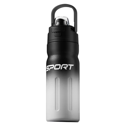 Bouteille d'eau sport isotherme 550 ml à double mode de consommation, bouteille étanche pour vélo, plein air, fitness - Noir / Blanc