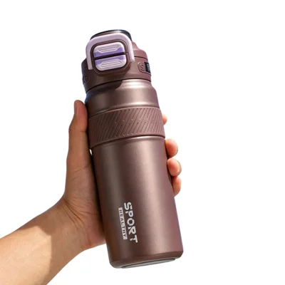 Bouteille isotherme sport 700 ml en acier inoxydable 316, bouteille d'eau étanche à double usage pour l'extérieur - couleur chocolat
