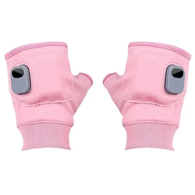 1 Par de Guantes Calefactados con Calefacción de Grafeno, Control de Temperatura de 3 Niveles, Media Dedo Táctil para Ciclismo - Rosa