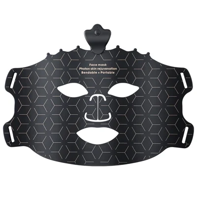 QZ027 7-Color LED Facial Mask 80 LED Beads 4W Wireless Silicone Skin Rejuvenation Mask - Black