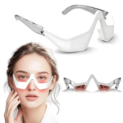Kabelloser 3D-Augenmassager mit 3 Modi, 36 LED-Rotlicht, Vibration, USB-wiederaufladbar - Transparente Beine