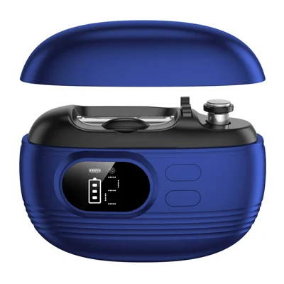S15 4-Blade Electric Nail Clipper 500mAh 2-Speed Alloy Cutting Head with Magnifier LED Light Type-C Charging Nail Grinder - Midnight Blue