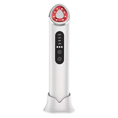 7 Color LED Face Massager Warm Care Sonic Vibration Gentle Pulse Beauty Instrument for Home and Travel - White