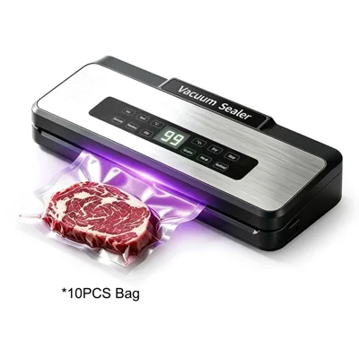 883 Seladora a Vácuo com Estereilização UV de 140 W com 10 Sacos Texturizados para Alimentos Secos, Molhados, Oleosos e em Pó