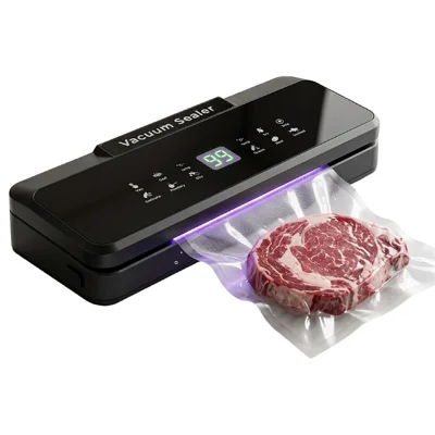 882 30cm Vacuum Sealer 140W 4-Mode UV Light ABS + Stainless Steel Food Sealing Machine with 10 Vacuum Bags (English Version) - Black