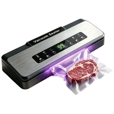 885 30cm 140W Vacuum Sealer with UV Light Adjustable Temperature Dry Wet Food Sealing Machine with 10 Vacuum Bags (English Version) - Black