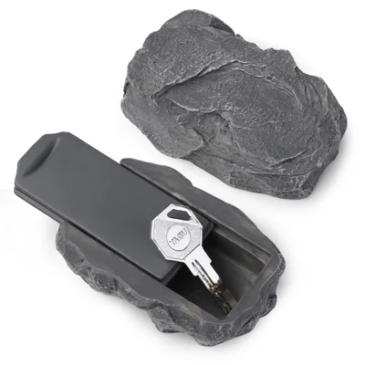 11.4 x 7.5 x 4.5cm Resin Rock Key Hider Hidden Storage Box with Sliding Cover for Yard Garden Decor