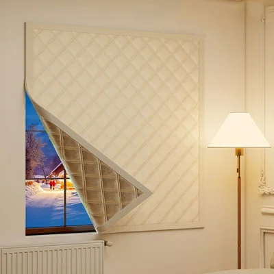 80 x 120 cm Lydisolerende Gardin med Fire Lag, Mørklægnings- og Vindtæt Rudebeslag til Værelse – Beige