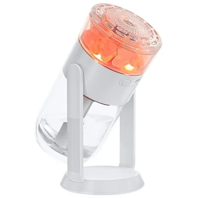 CL37 Umidificador com Lâmpada de Sal 280 mL com Base Rotativa e Luz Ambiente de 7 Cores para Quarto - Branco