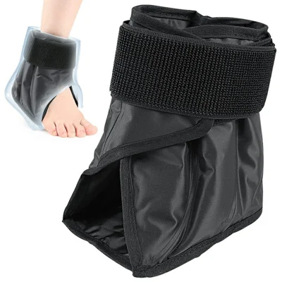 1 pièce, attelle de soutien pour la cheville, coussin en gel pour thermothérapie chaude et froide, sangle de compression ajustable avec velcro magique, attelle pour la cheville pour la récupération après une blessure - noir