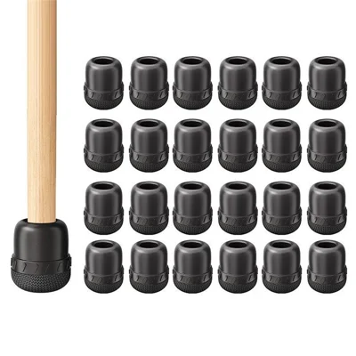 24Pcs 2-2.5cm Furniture Leg Pads 6mm TPE + Fiber Composite Silent Anti-Slip Floor Protection Chair Table Foot Covers - Black Texture