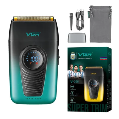 VGR 396 Electric Shaver LED Display Dual Speed 7000 / 8000 RPM 600mAh Battery Razor for Men Travel Home Use - Green