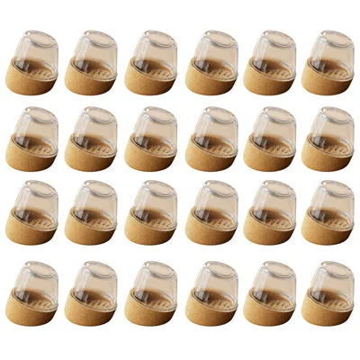 pf-E3230030 24 pièces Embouts de Pieds de Chaise Grande Taille 15-25° Conception Inclinée Tampons de Pieds de Meuble Silencieux en TPE + Feutre - Brun Clair