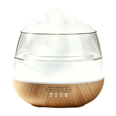 550mL Ultrasonic Humidifier and Aroma Diffuser 15-20mL / h Mist Output, 7-Color Night Light, 1H / 3H / 6H Timer for Bedroom, EU Plug - Yellow Wood Grain