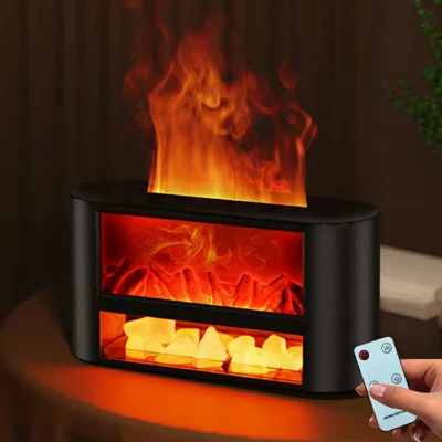 T52 300 ml, humidificateur d'aromathérapie en forme de cheminée, minuterie 3H / 6H, arrêt automatique en cas de manque d'eau, diffuseur USB Type-C pour maison - Noir