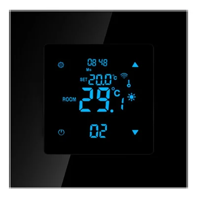 WiFi Smart Electric Floor Heating Thermostat European Standard 86 Type Wall Mount Heating Panel Works with Alexa / Google Home - Black