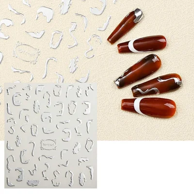 1 Sheet 3D Nail Art Stickers Stripe Line Nail Decals Self-Adhesive Decals Nail Art Supplies for Nail DIY Decoration - TH-1109