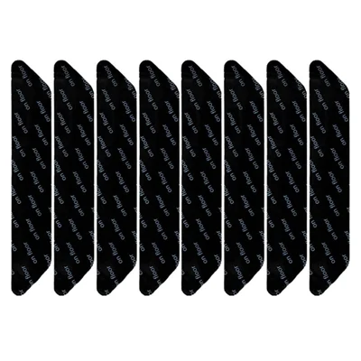8Pcs / Set Anti-Slip Anti-Curling Carpet Fixed Sticker Floor Rug Mat Corner Pad, Trapezoid Shape, 30x180mm - Black