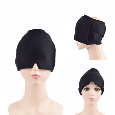 Gorro de terapia de frío y compresión para migrañas y dolores de cabeza H08187 de un solo lado, de grado médico (ST) - Negro
