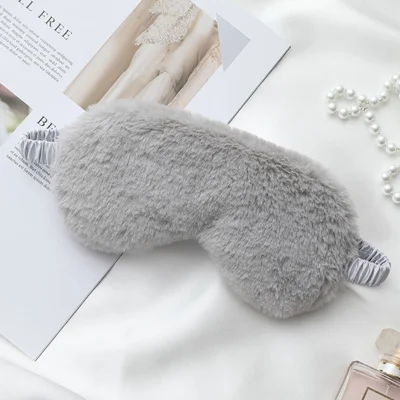 Cartoon zachte pluche oogmasker met verstelbare band imitatie zijde slaapmasker voor herfst, winter - Grijs