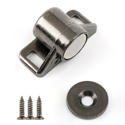 Magnet Cabinet Door Catch Zinc Alloy Furniture Door Stopper Hardware with Neodymium Magnet Cabinet Latch for Kitchen Cupboard - Black