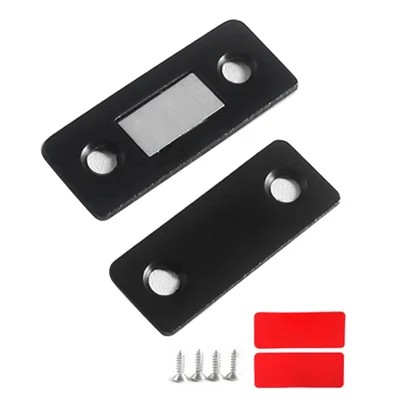 2Pcs / Set Magnetic Door Catch Stainless Steel Drawer Magnet Catch Kitchen Cabinet Closer with Adhesive - Black